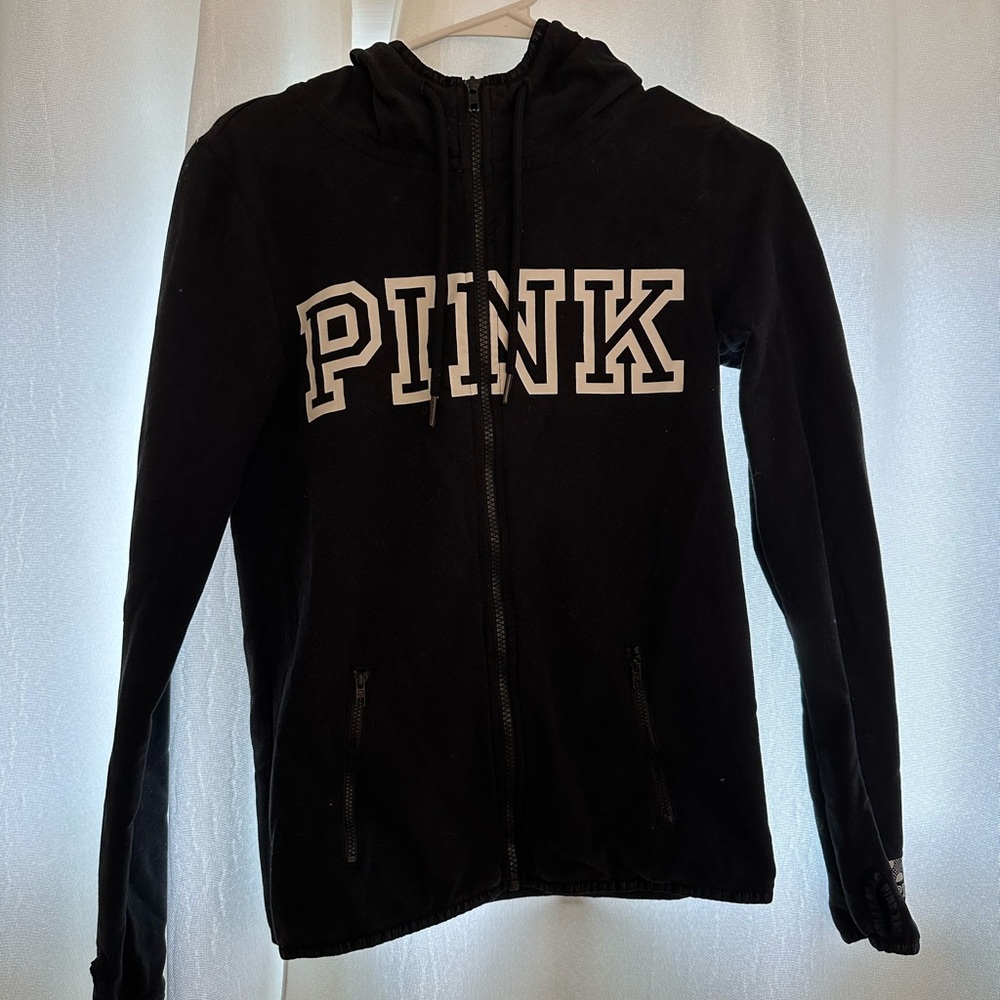 Black Hoodie with Pink Logo